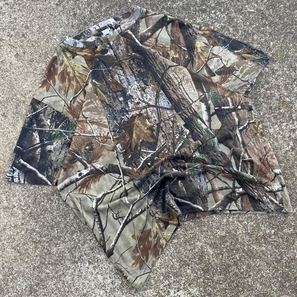 Vintage Y2K Realtree Style Camo T Shirt Brown Forest 100% Cotton Sz XL (d7)